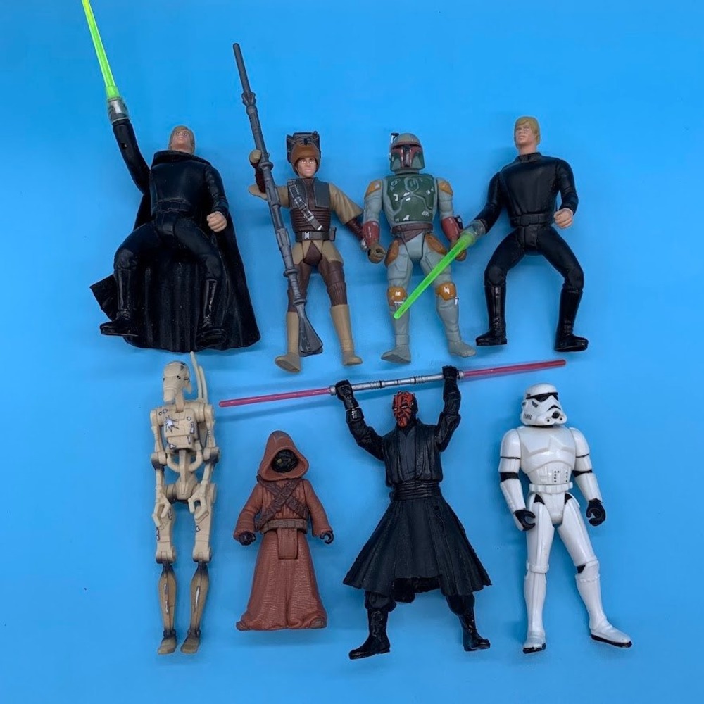 Star Wars Action Figure Lot Luke Skywalker Boba Fett Darth Maul Stormtrooper 8pc